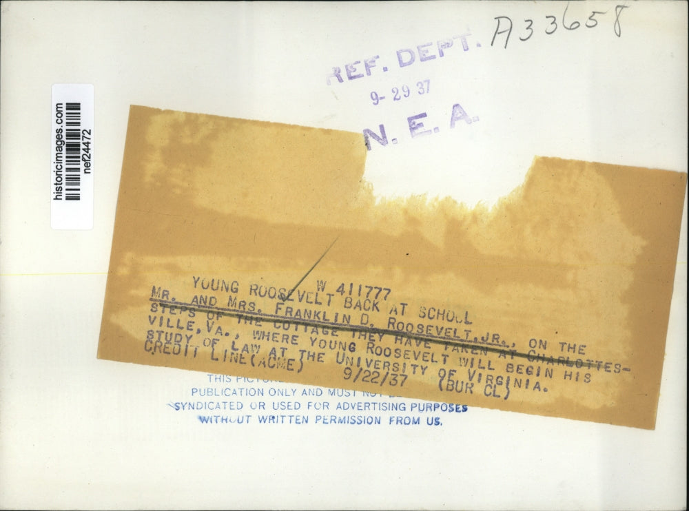 1937 Press Photo Mr and Mrs Franklin Roosevelt at Charlottesville Home