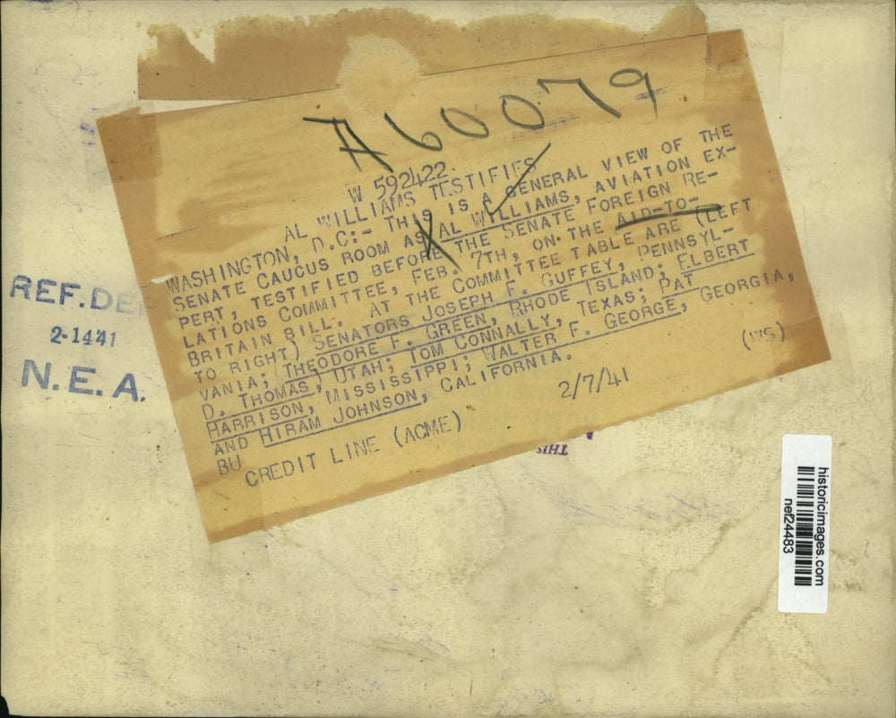 1931 Press Photo Al Williams Testifies in Senate Caucus Foreign Relations Board