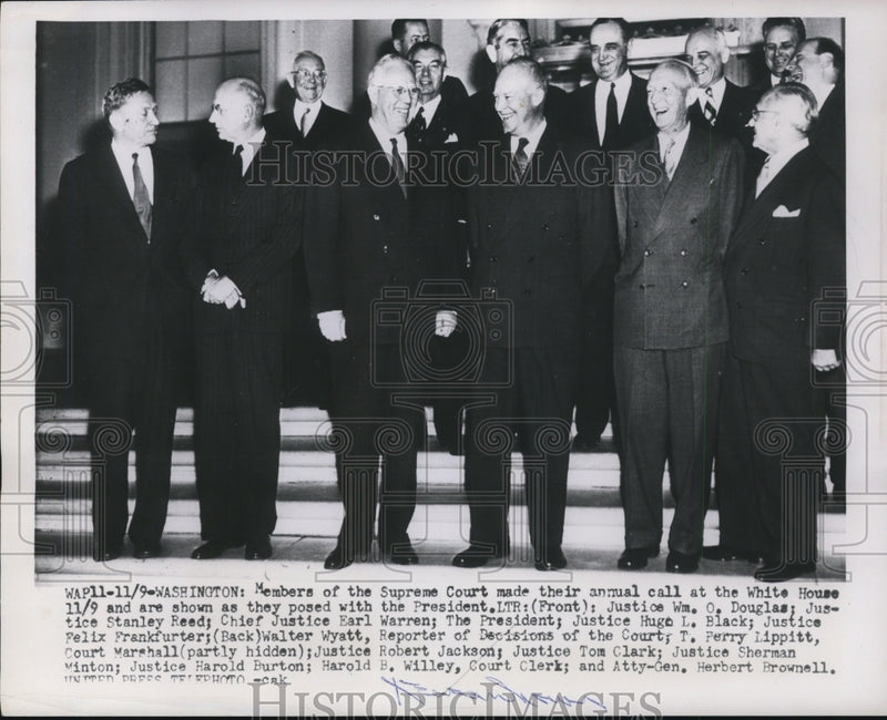 Load image into Gallery viewer, 1953 Press Photo Supreme Court Members Visit President Eisenhower at White House
