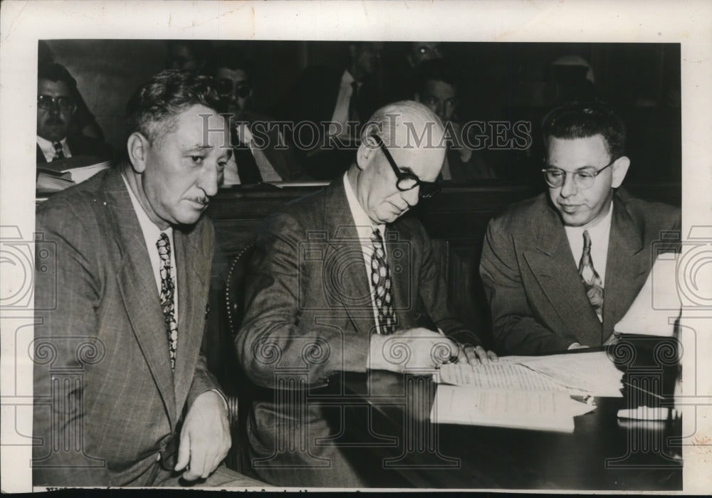 1949 Press Photo James G. Thimmes, Philip Murray, Arthur J. Goldberg at Hearing