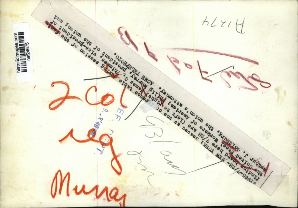 1949 Press Photo James G. Thimmes, Philip Murray, Arthur J. Goldberg at Hearing