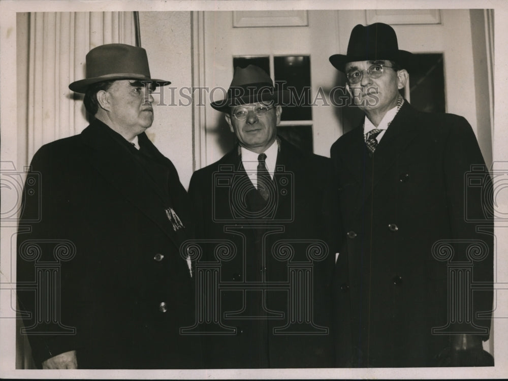 1937 Press Photo John L. Lewis, Sidney Hillman, Charles P. Howard at White House