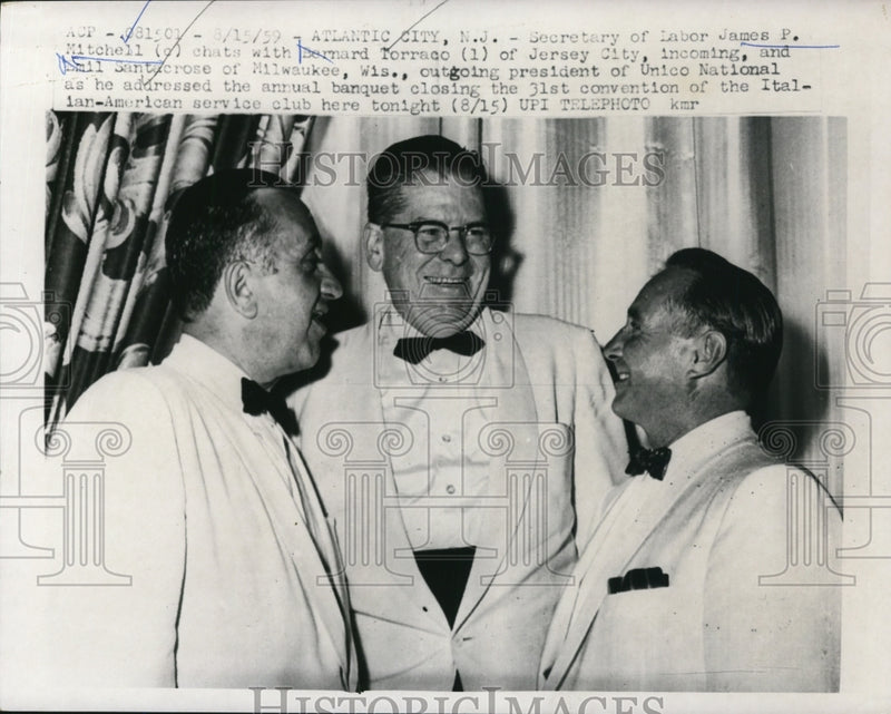 Load image into Gallery viewer, 1959 Press Photo James P. mitchell at italian-American Service Club Banquet, NJ
