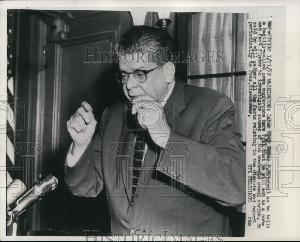 1959 Press Photo James P. Mitchell at Press Conference, Washington, D.C.