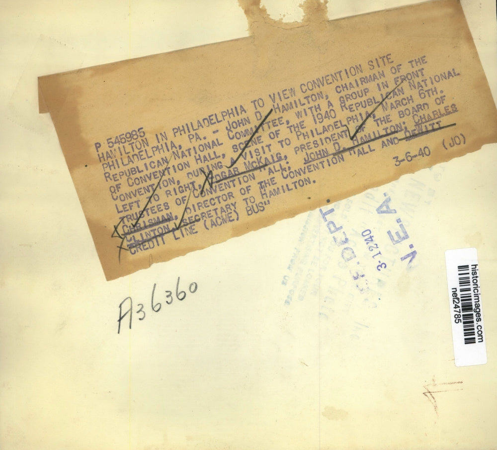 1940 Press Photo John D. Hamilton & Group at Republican National Convention Site