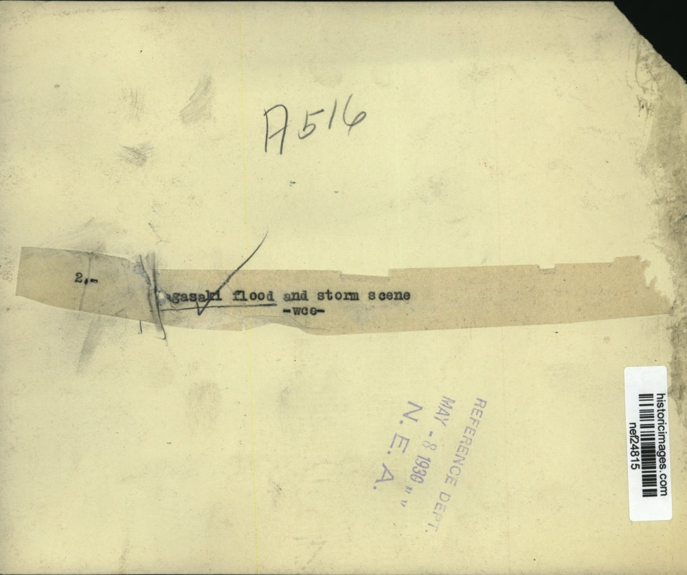 1930 Press Photo Flood Scene in Nagasaki, Japan - nef24815