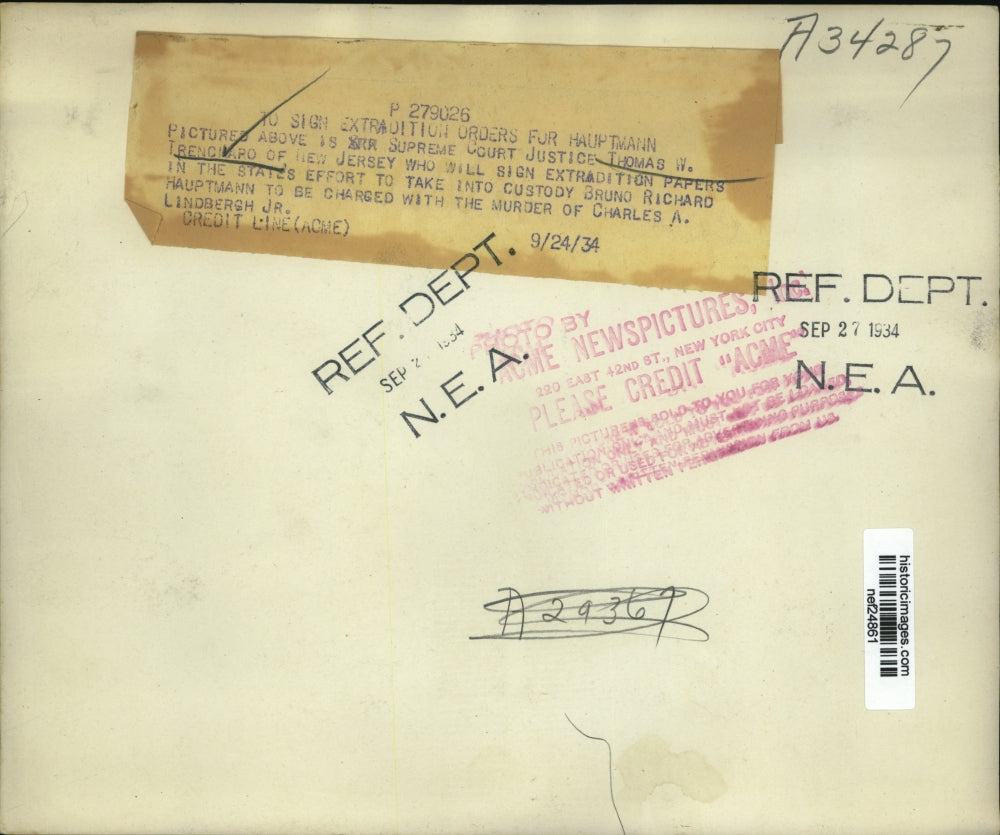 1934 Press Photo Thomas W. Trenchard - nef24861