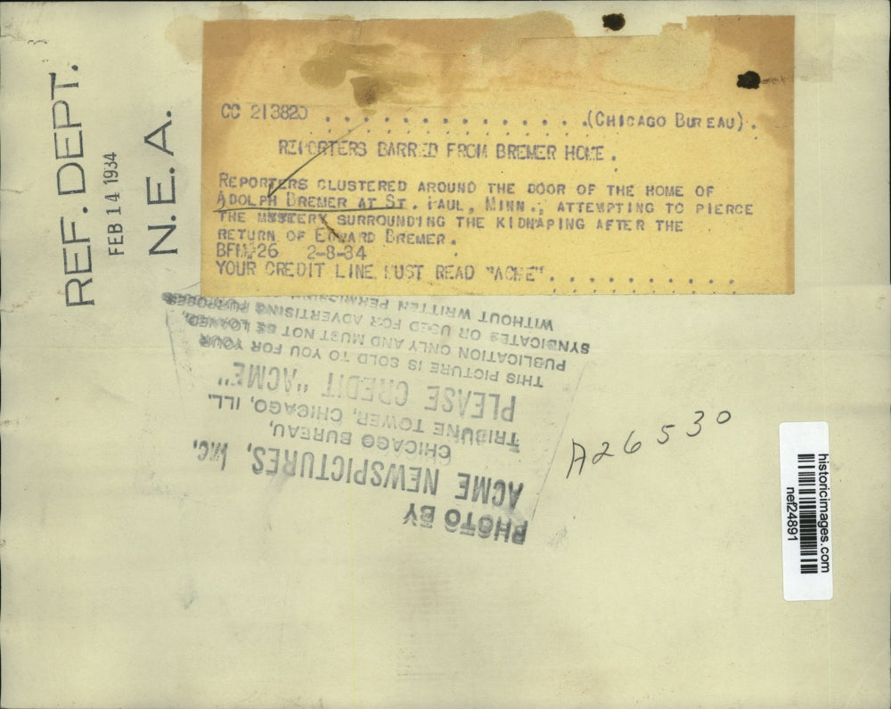 1934 Press Photo Reporters at Adolph Bremer Home, St. Paul, Minnesota