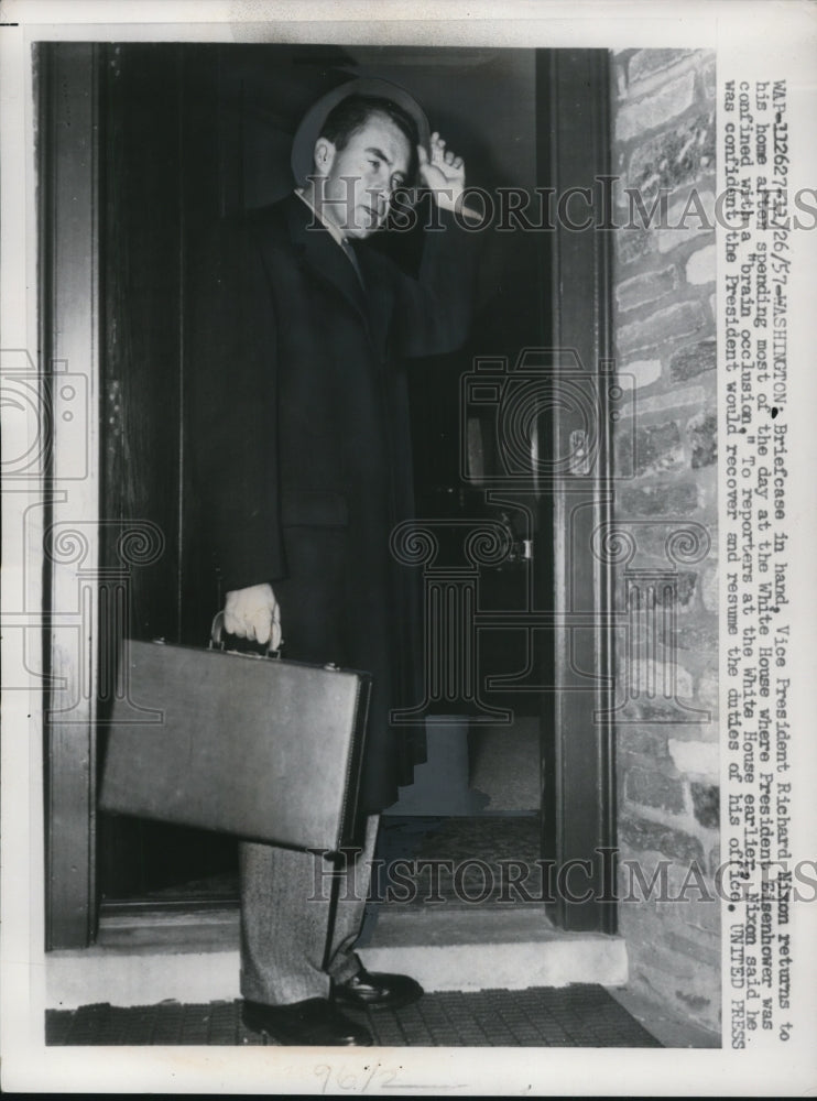 1957 Press Photo Richard Nixon at Home, Washington D.C. - nef24999