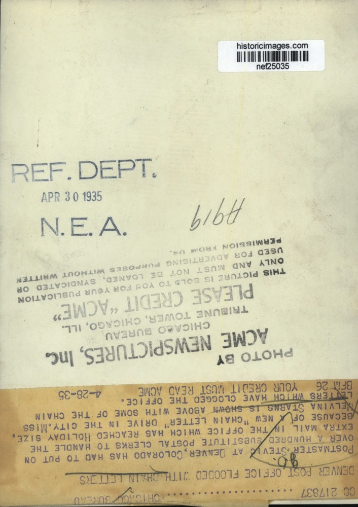 1935 Press Photo Melvina Starns of Denver Post with Chain Letters in Office