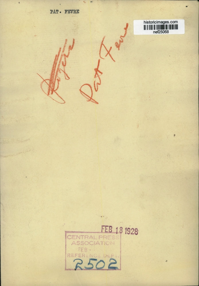 1928 Press Photo Pat Fevre Portrait - nef25068