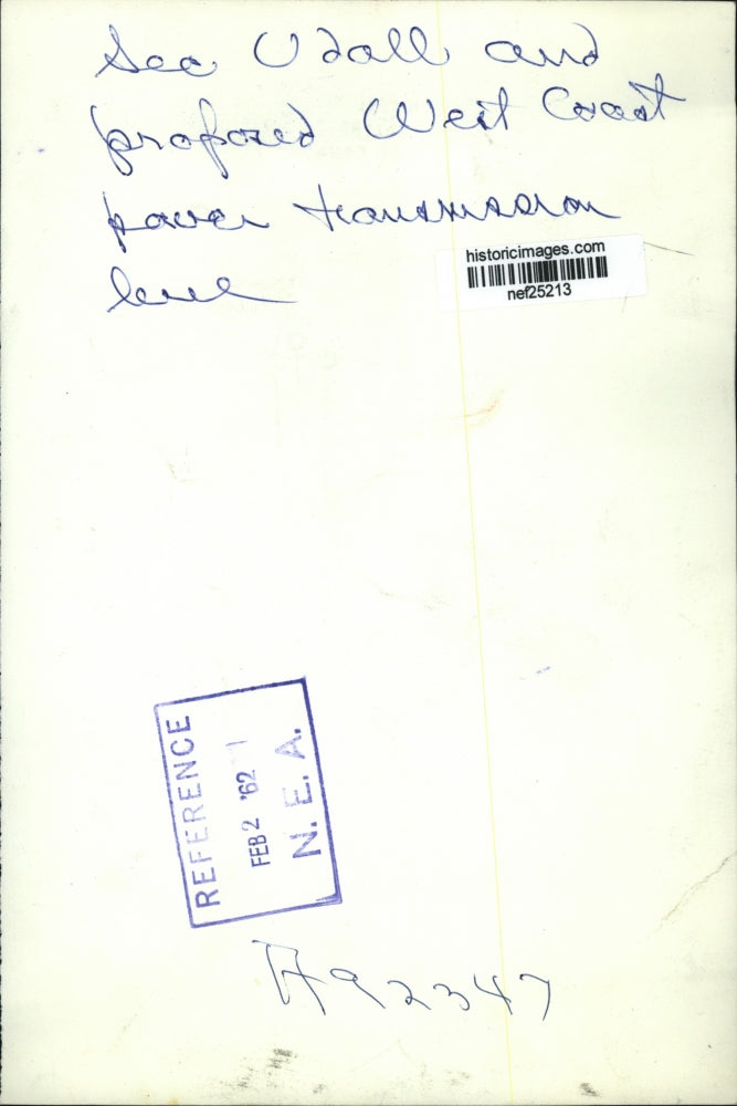 1962 Press Photo Secretary Udall & Proposed West Coast Paved Transmission Levee