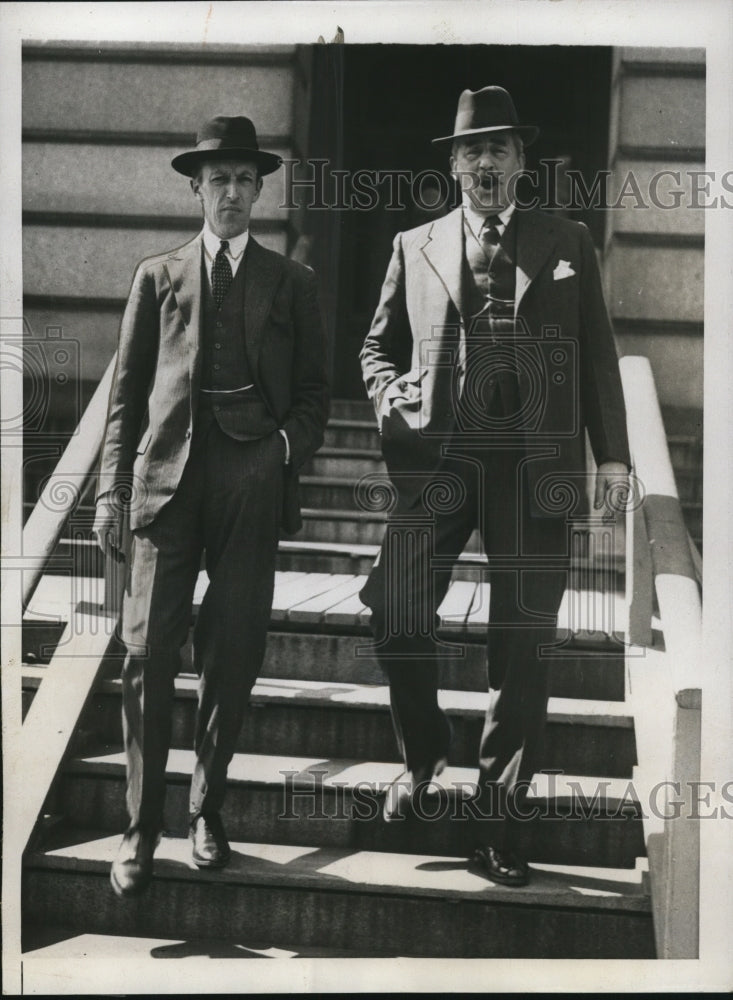1933 Press Photo Sir Ronald Lindsay and P.K. Bewley Pictured Leaving State Dept