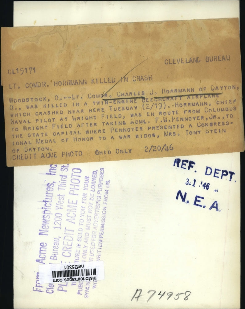 1946 Press Photo Charles J. Horrmann - nef25301