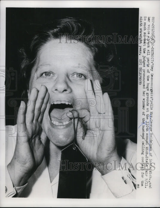 1959 Press Photo Mrs. George Seidelman Wins Detroit Husband Calling Contest
