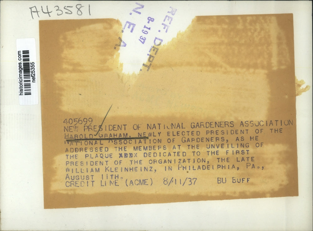 1937 Press Photo Harold Graham of National Association Gardeners, Philadelphia