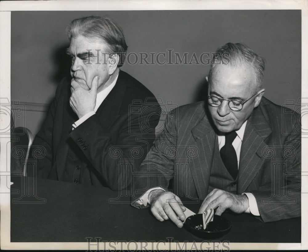 1950 Press Photo John Lewis and Thomas Kennedy of United Mine Workers at Meeting