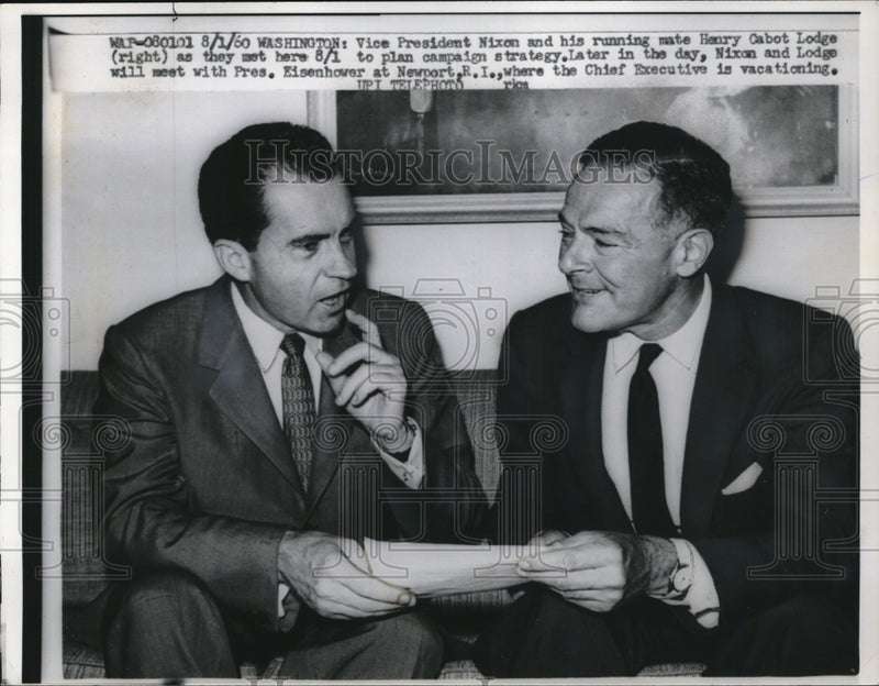 Load image into Gallery viewer, 1960 Press Photo Richard Nixon, Henry Cabot Lodge in Washington, D.C.
