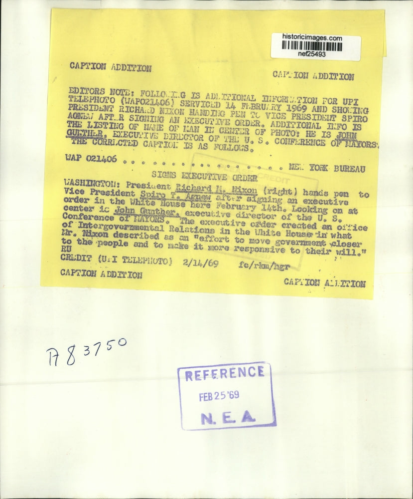 1969 Press Photo Richard Nixon, Spiro Agnew at Intergovernmental Ceremony in DC