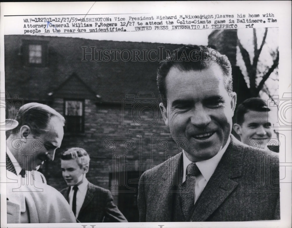 1959 Press Photo Richard Nixon Leaves Home with William P. Rogers - nef25555