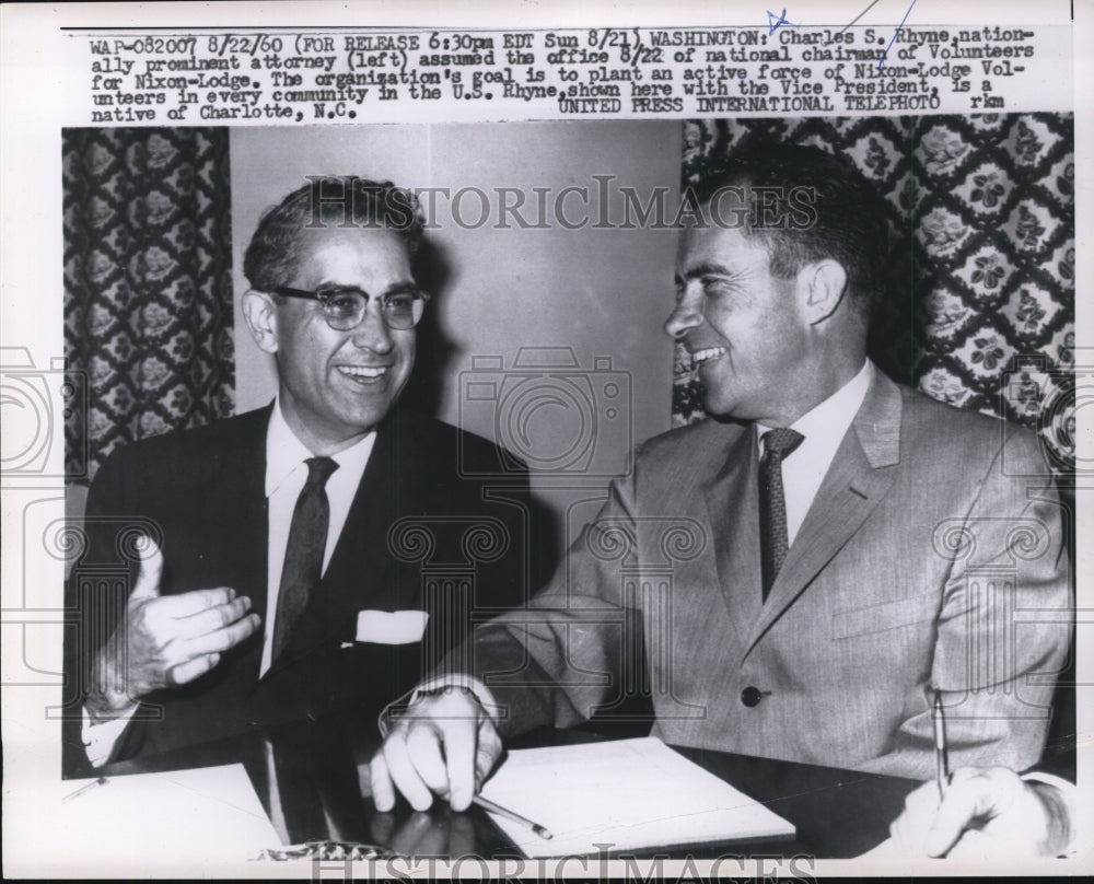 1960 Press Photo Charles S. Rhyne, Richard Nixon in Washington, D.C. - nef25557