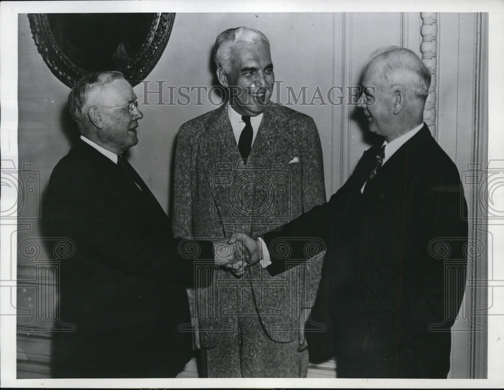 1941 Press Photo Philip Murray, William Green, Paul V. McNutt in Pittsburgh