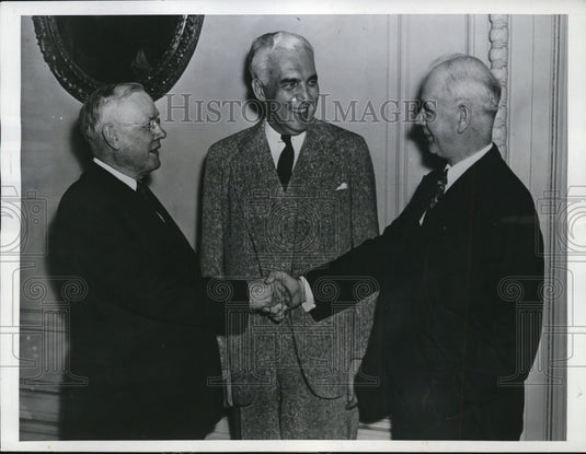 1941 Press Photo Philip Murray, William Green, Paul V. McNutt in Pittsburgh