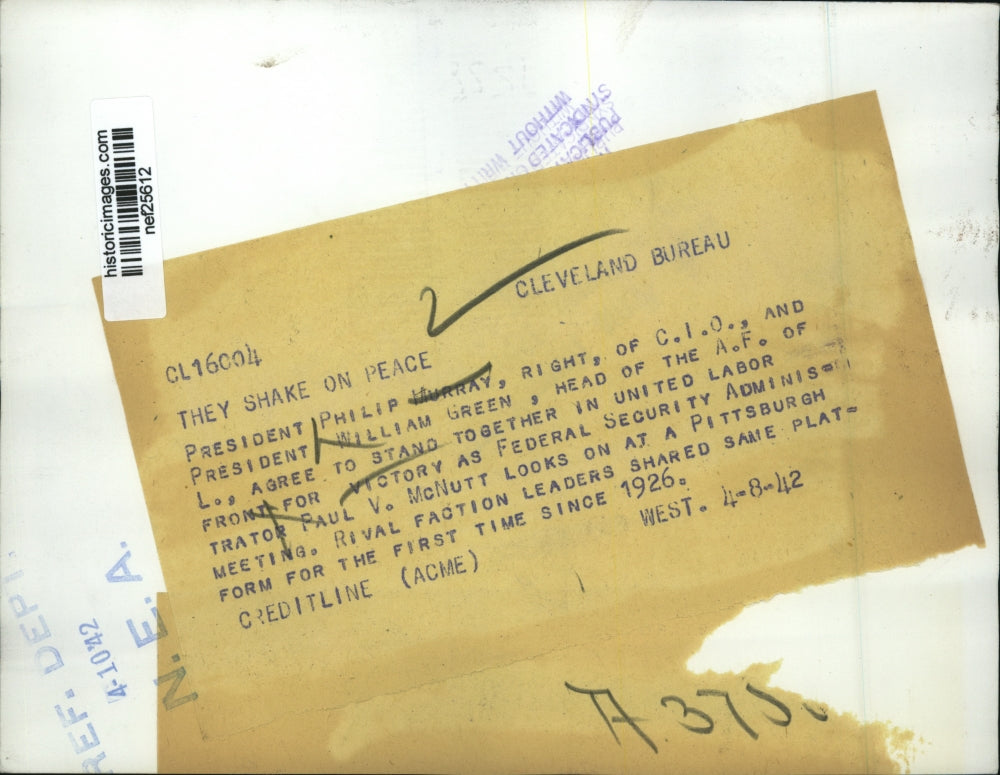 1941 Press Photo Philip Murray, William Green, Paul V. McNutt in Pittsburgh