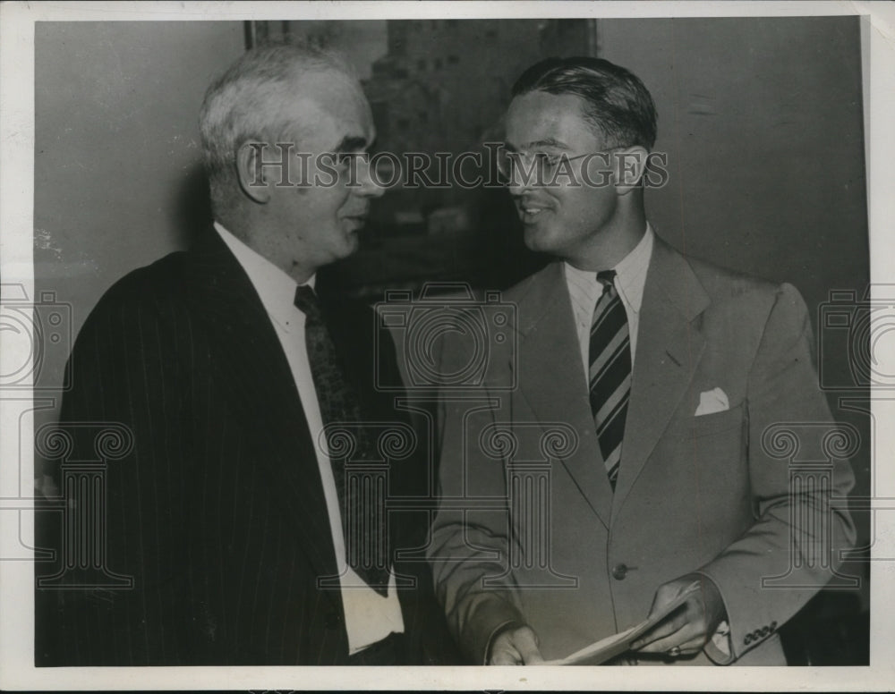 1938 Press Photo Philip Murray, L. Metcalfe Walling at Minimum Wage Hearing