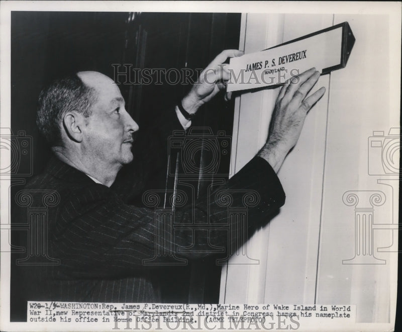 Load image into Gallery viewer, 1951 Press Photo James P. Devereux Posting Nameplate at Office, Washington, D.C.
