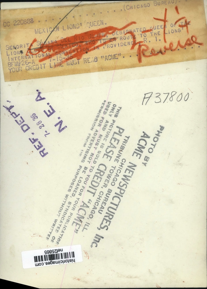 1936 Press Photo Susana Del Rio Designated Queen of the Lion Club of Mexico