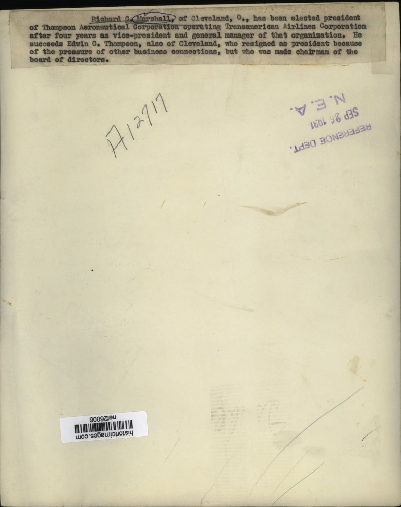 1931 Press Photo Richard C. Marshall - nef26006