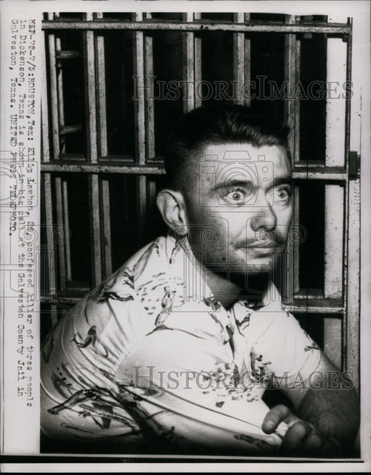 1955 Press Photo Ellis Lauhon in Cell at Galveston County Jail - nef26033