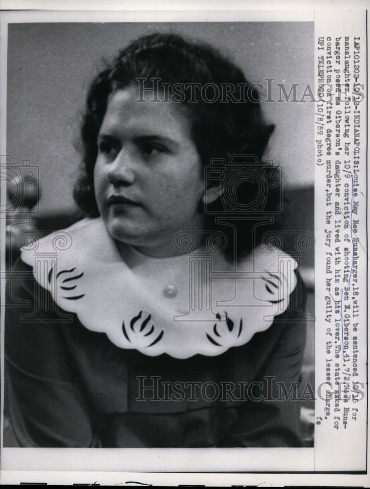 1959 Press Photo Louise May Ree Hunsbarger, Indianapolis - nef26036