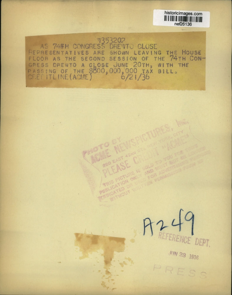 1936 Press Photo 74th Congress 2nd Session Washington, D.C. - nef26136