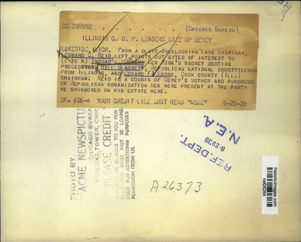 1939 Press Photo Illinois Republican Leaders at Leonard C. Reid Estate, Michigan