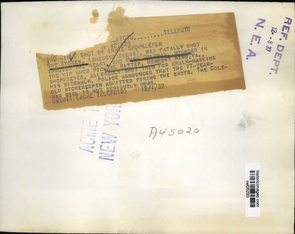 1937 Press Photo Sue Stokes and Mary Coleman Shot by Michael Ritter, Newport