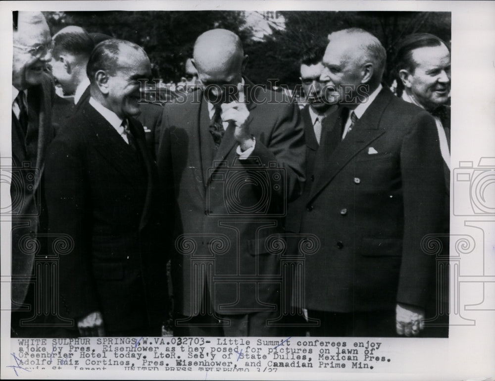 1956 Press Photo Little Summit conferees enjoy a joke by President Eisenhower