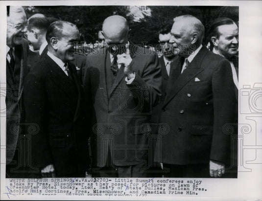 1956 Press Photo Little Summit conferees enjoy a joke by President Eisenhower