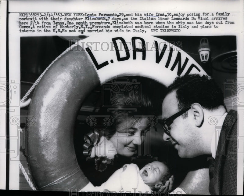 Load image into Gallery viewer, 1963 Press Photo Louis Fernando and Wife Pose for Family Portrait, New York
