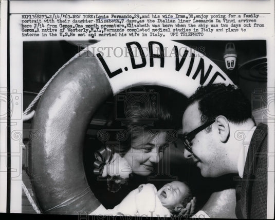 1963 Press Photo Louis Fernando and Wife Pose for Family Portrait, New York