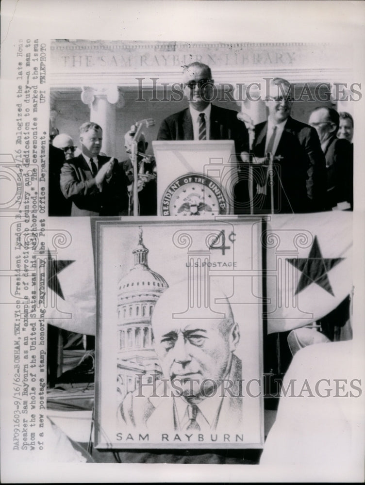 Load image into Gallery viewer, 1962 Press Photo Pres Johnson Eulogized the Late House Speaker Sam Rayburn
