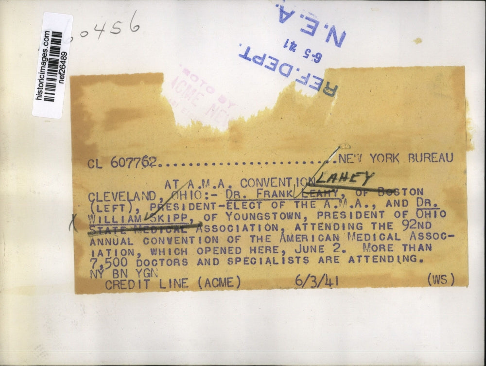 1941 Press Photo Dr Frank Leahy and Dr William Skipp Attend 92nd Convention