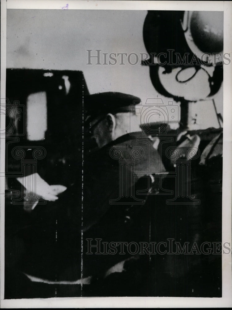 1944 Press Photo Winston Churchill Aboard British Destroyer Ship, World War II
