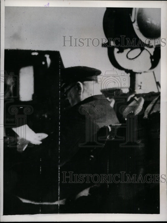 1944 Press Photo Winston Churchill Aboard British Destroyer Ship, World War II