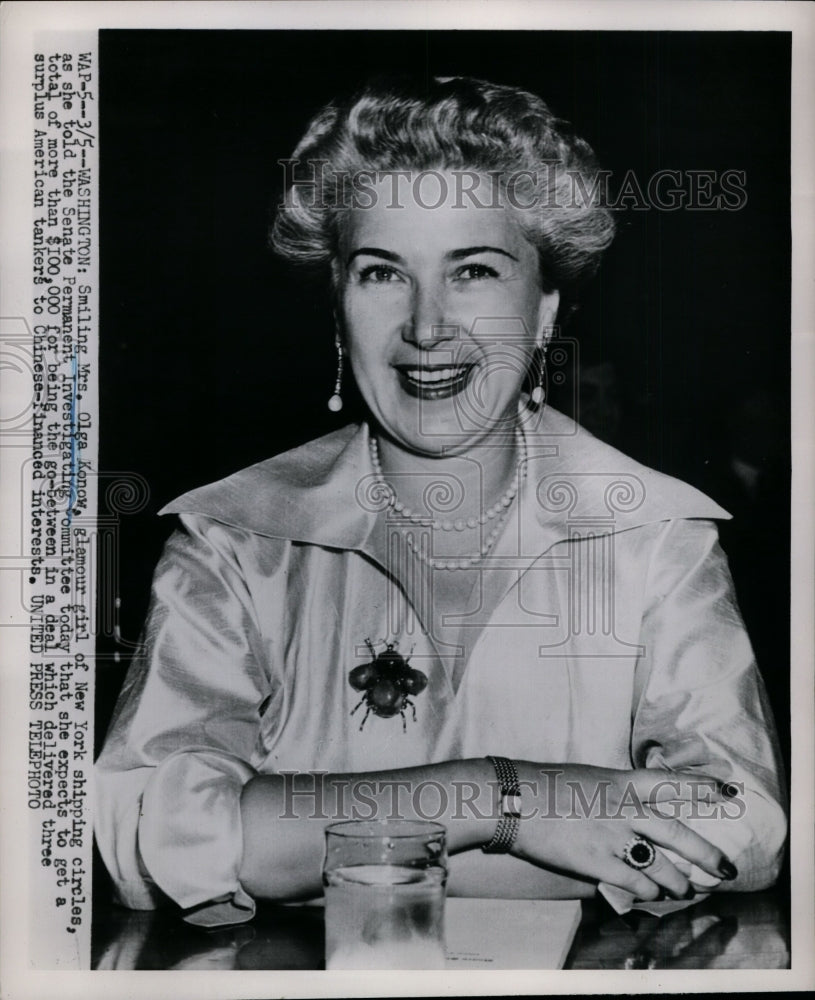 1952 Press Photo Olga Konow at Senate Permanent Investigating Committee Hearing