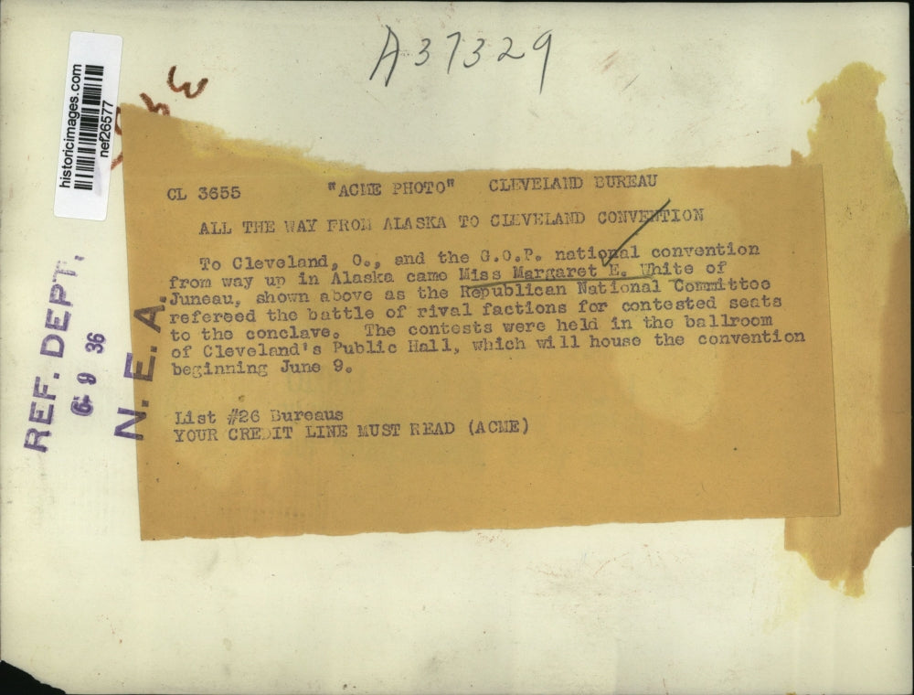 1936 Press Photo Margaret E. White at Republican National Committee Meeting