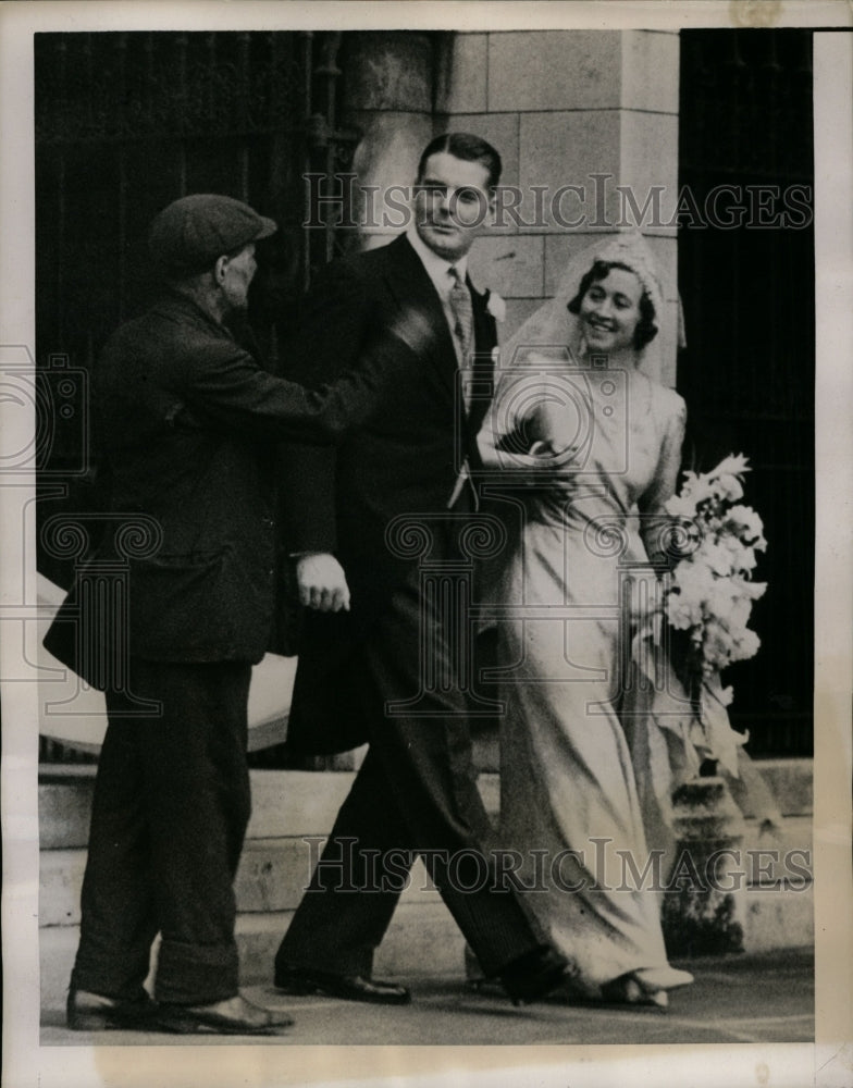 1939 Press Photo Elizabeth Blades, Guy R. Russell at Wedding, St. Margaret's