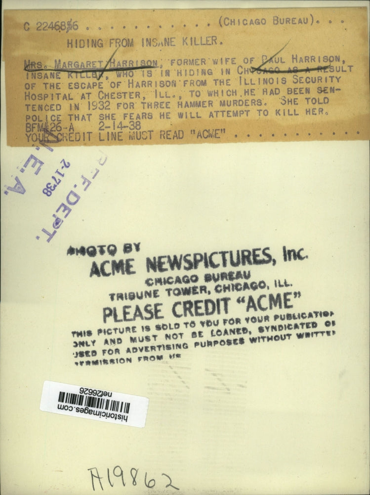 1938 Press Photo Margaret Harrison - nef26626