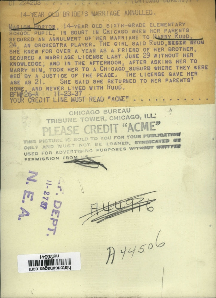 1937 Press Photo Marion Horton in Court, Chicago - nef26641